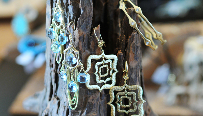 Yellow gold and gemstone earrings