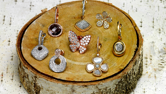 delicate diamond earring collection in rose yellow and white gold