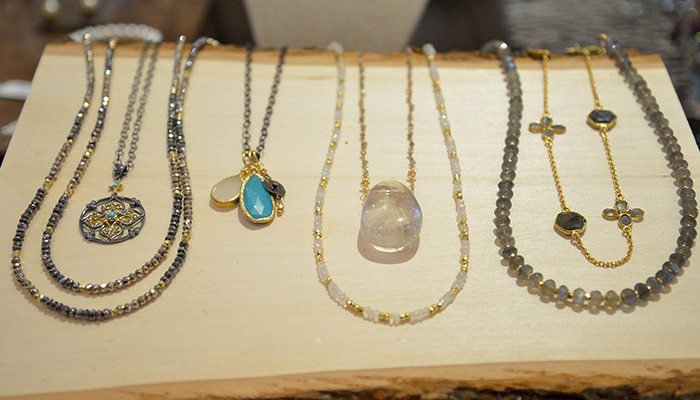 Delicate gemstone  necklaces and pendants great for layering. 
